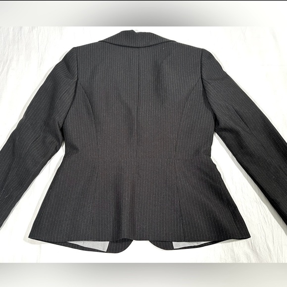 TAHARI ASL Blazer Jacket Black White Pinstripes Button Down Long Sleeve Size 4 - Picture 12 of 12
